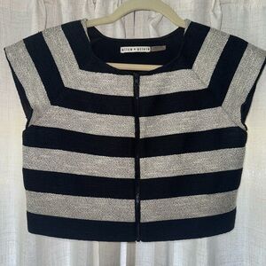 Alice + Olivia Black and Gray Striped Vest